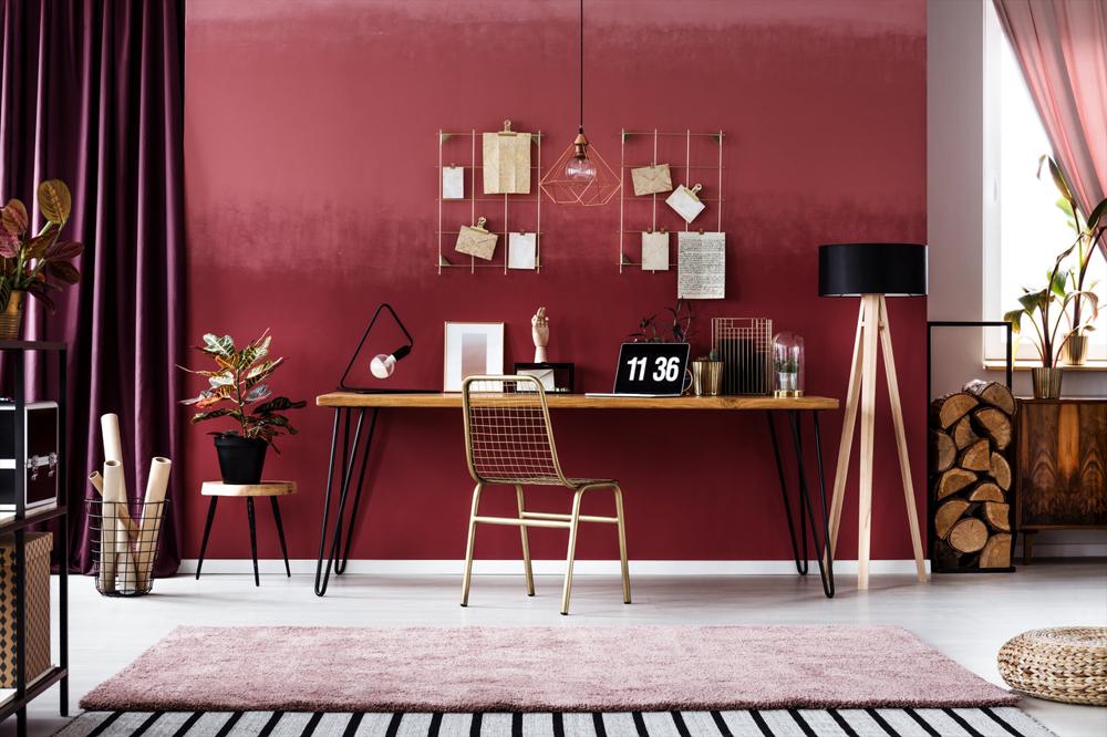 pink workspace and area rugs
