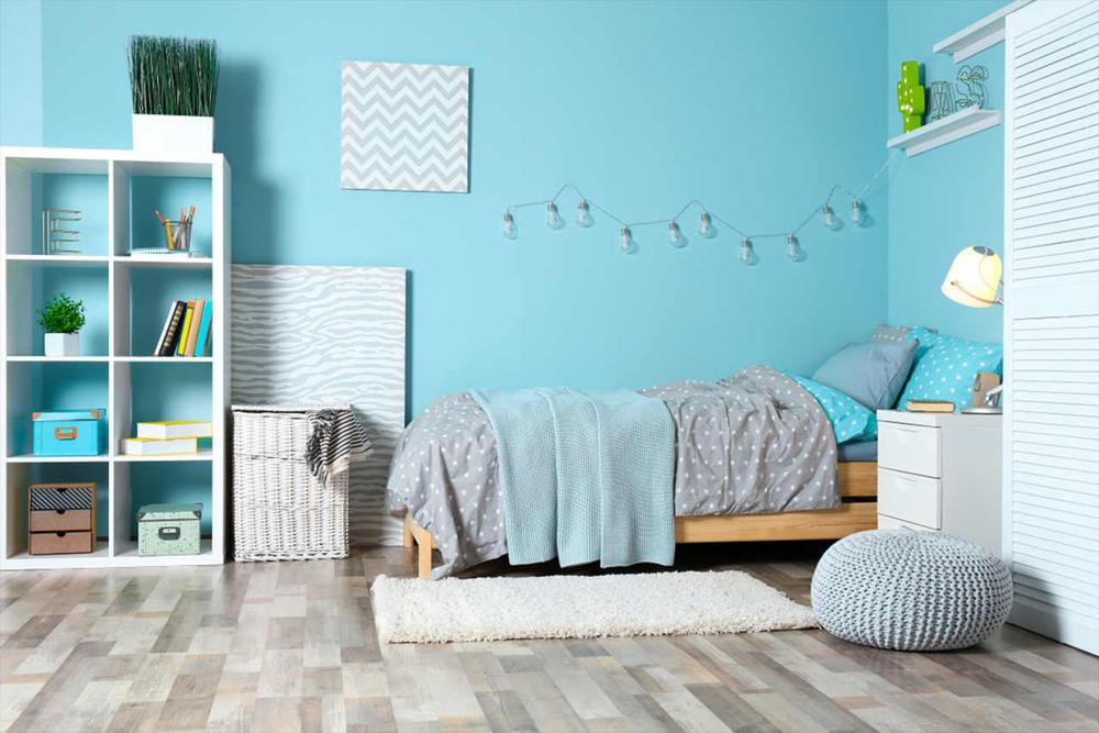 sky blue young bedroom for boys