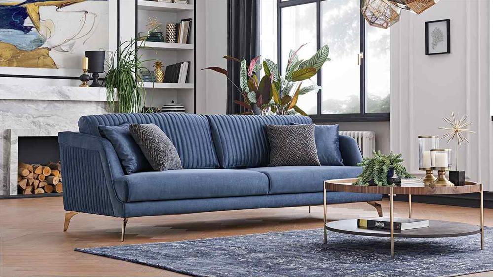 a timeless navy sofa set