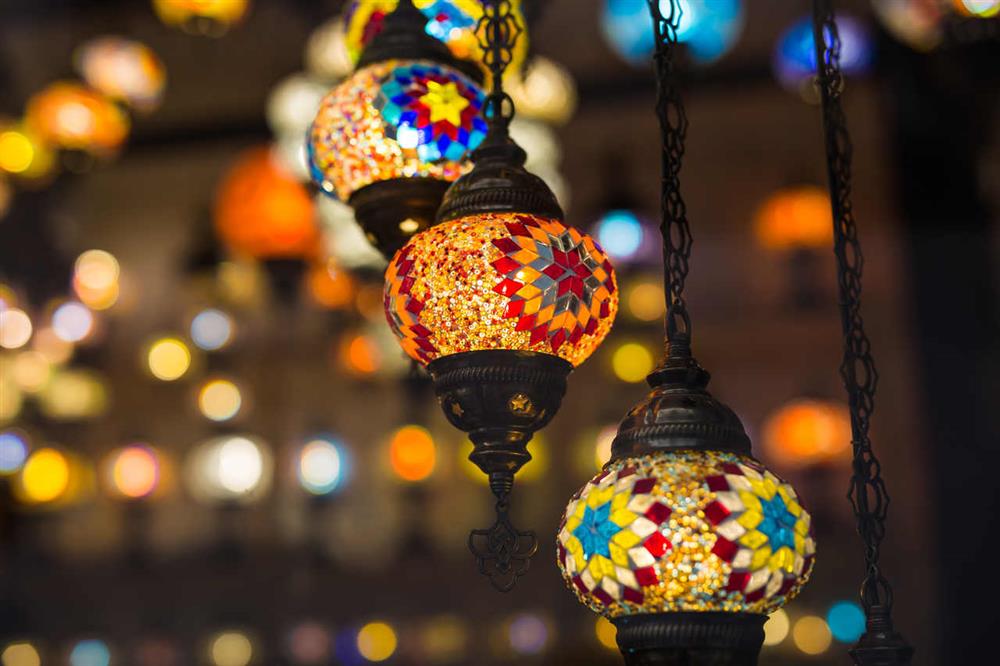 colorful Turkish mosaic lamps
