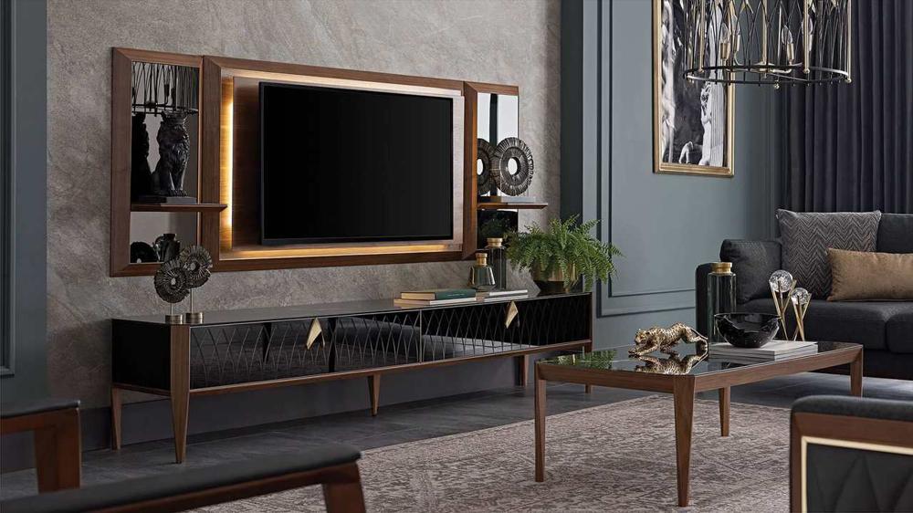 luxury tv unit with led light behind