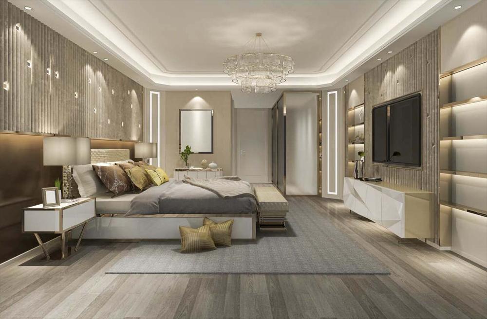 tv in luxury bedroom