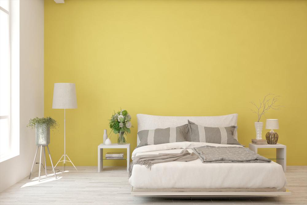دیوار زرد اتاق خواب
